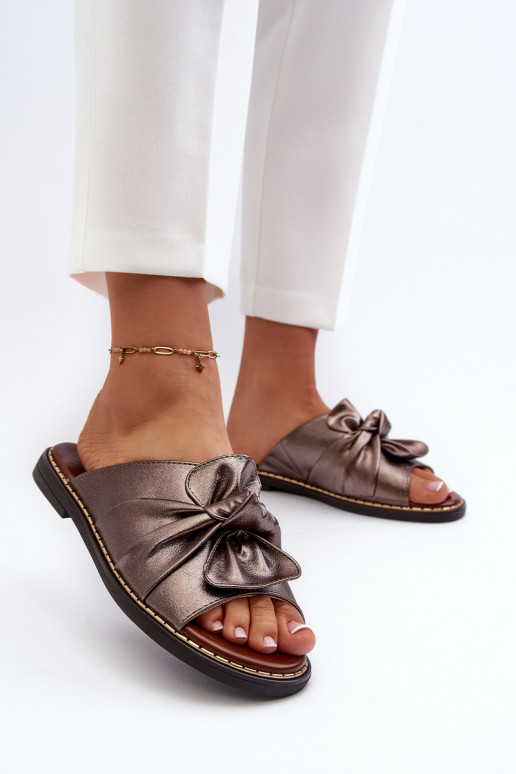 Zapatillas de casa de mujer con tacón ancho color cobre Nelvira