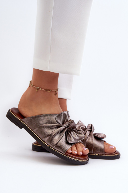 Zapatillas de casa de mujer con tacón ancho color cobre Nelvira