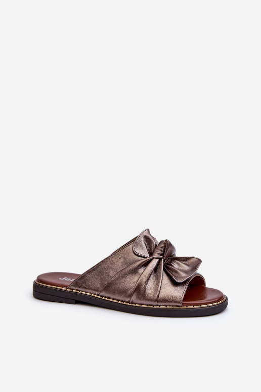 Zapatillas de casa de mujer con tacón ancho color cobre Nelvira