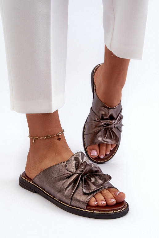 Zapatillas de casa de mujer con tacón ancho color cobre Nelvira