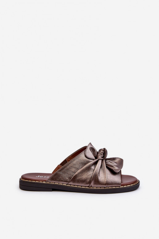 Zapatillas de casa de mujer con tacón ancho color cobre Nelvira