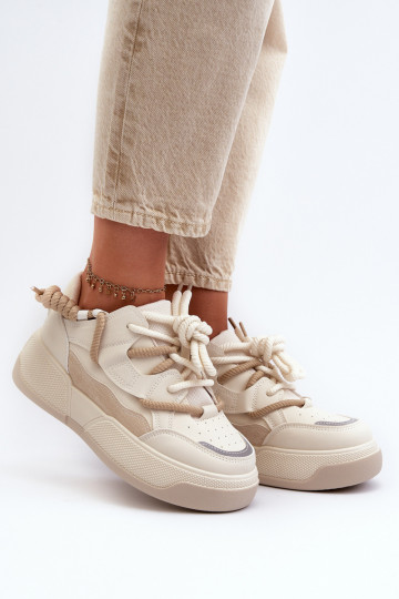 Zapatillas modelo zapatos con plataforma beige Moariella