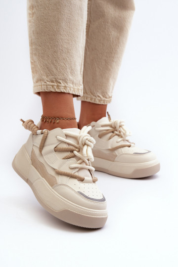 Zapatillas modelo zapatos con plataforma beige Moariella 2