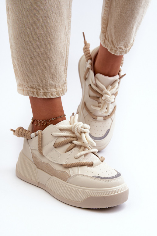 Zapatillas modelo zapatos con plataforma beige Moariella