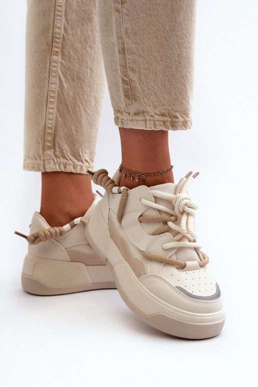 Zapatillas modelo zapatos con plataforma beige Moariella