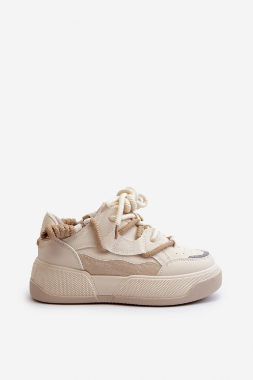 Zapatillas modelo zapatos con plataforma beige Moariella