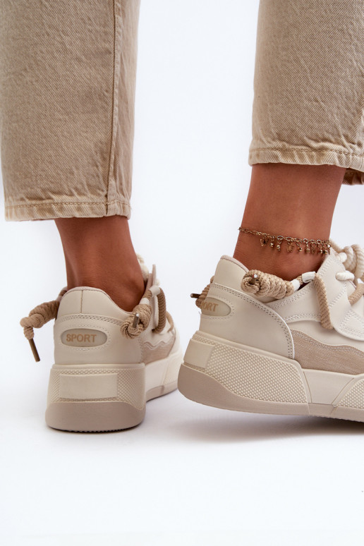 Zapatillas modelo zapatos con plataforma beige Moariella
