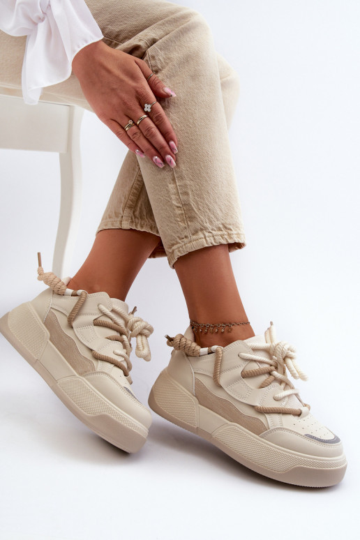 Zapatillas modelo zapatos con plataforma beige Moariella