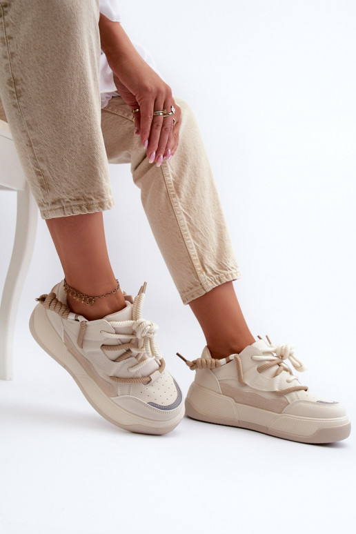 Zapatillas modelo zapatos con plataforma beige Moariella