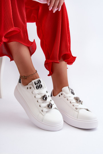 Zapatillas de mujer con plataforma con corazones, blanco azamia 2