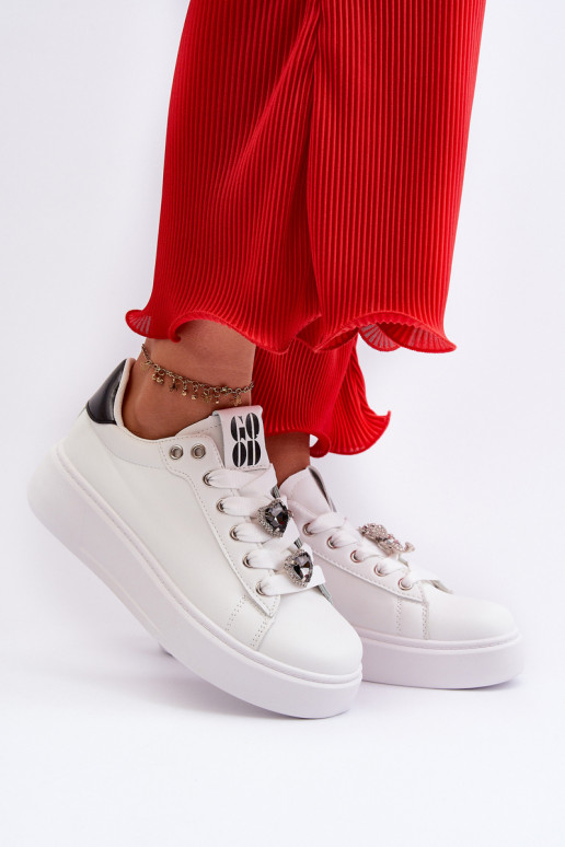 Zapatillas de mujer con plataforma con corazones, blanco azamia