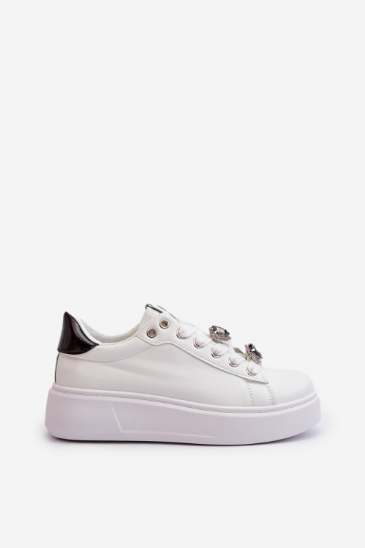 Zapatillas de mujer con plataforma con corazones, blanco azamia