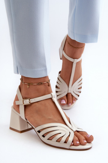 Sandalias elegantes de tacón Sergio Leone SK880 nácar 2