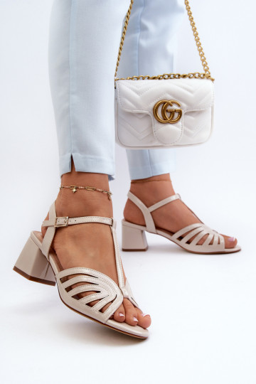 con efecto lacado Elegantes sandalias de tacón Sergio Leone SK880 beige
