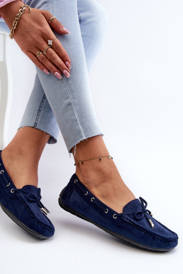 Mocasines elegantes de ante en azul oscuro Si Passione