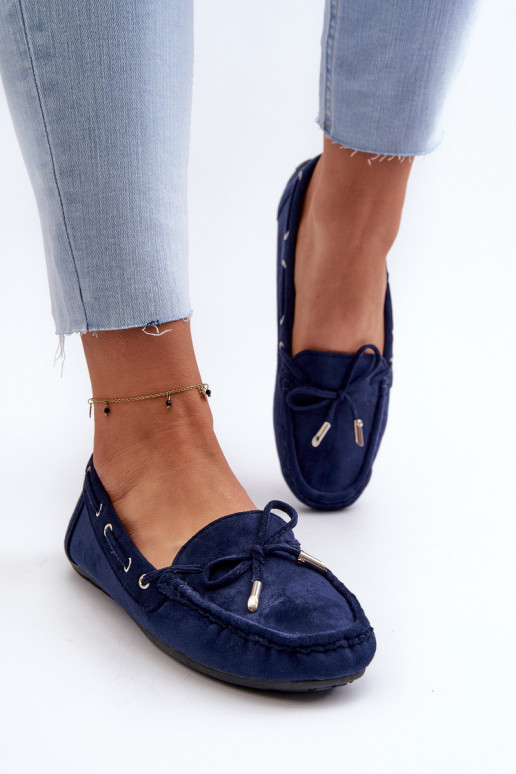 Mocasines elegantes de ante en azul oscuro Si Passione