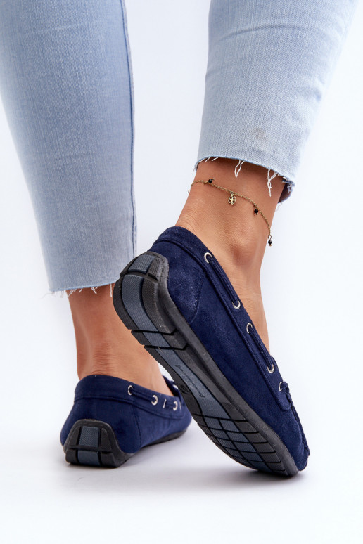 Mocasines elegantes de ante en azul oscuro Si Passione