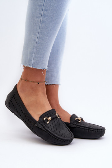 Mocasines de mujer calados con adornos en negro Kaydance 2