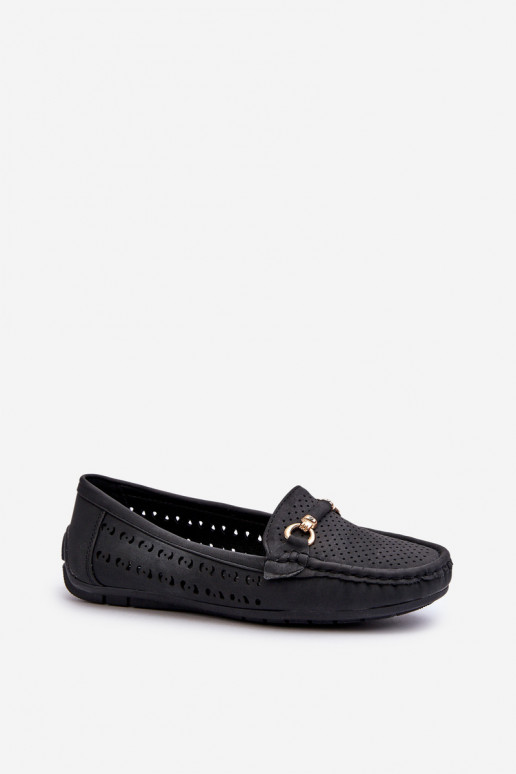Mocasines de mujer calados con adornos en negro Kaydance