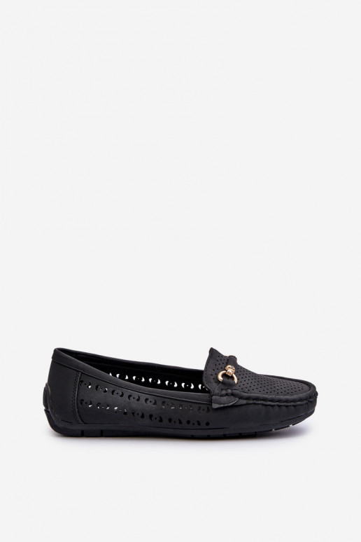 Mocasines de mujer calados con adornos en negro Kaydance