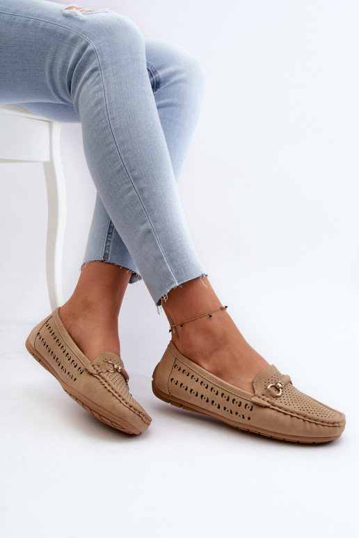 Mocasines de mujer calados con adornos en marrón Kaydance