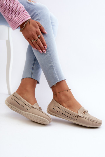 Mocasines de mujer calados con adornos en beige Kaydance 2