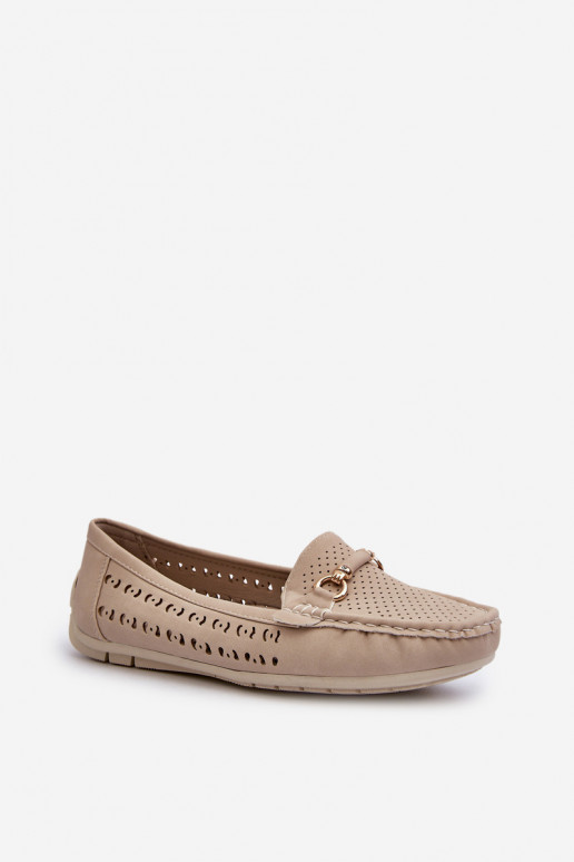 Mocasines de mujer calados con adornos en beige Kaydance
