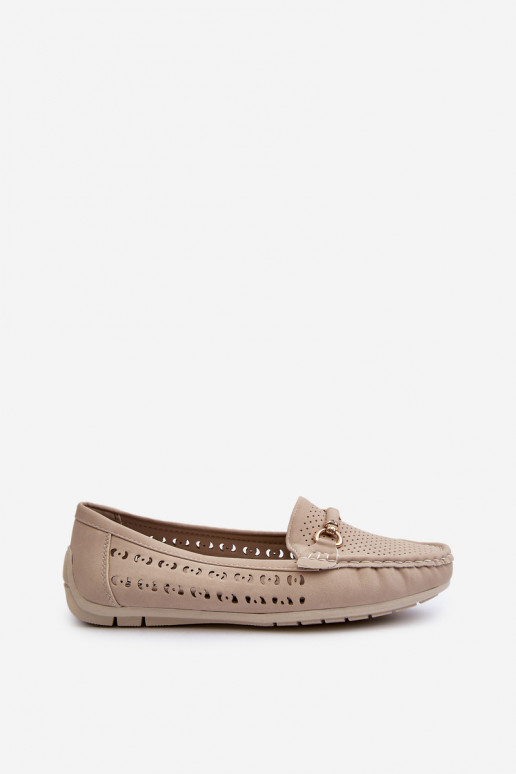 Mocasines de mujer calados con adornos en beige Kaydance