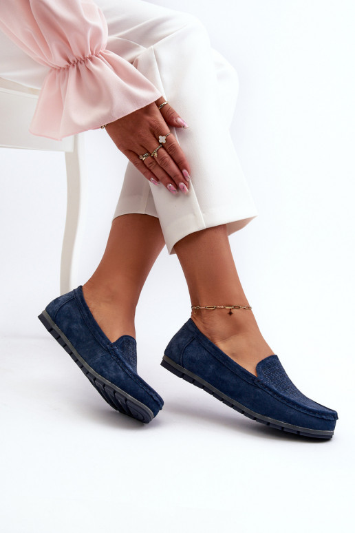 Mocasines de ante color azul oscuro S.Barski LR755