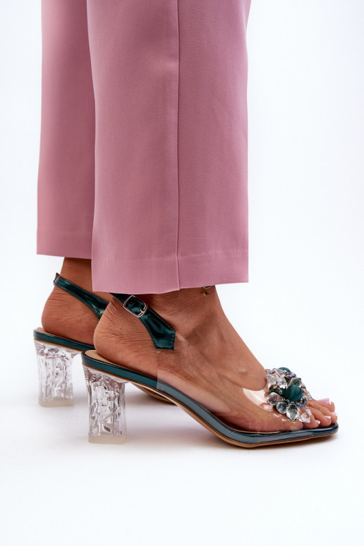 sandalias Perregimi con tacones con bonitos detalles en color verde D&A MR38-D1
