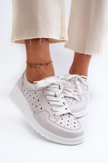 con elementos calados Sneakers modelo zapatos piel natural color gris S.Barski LR482 2