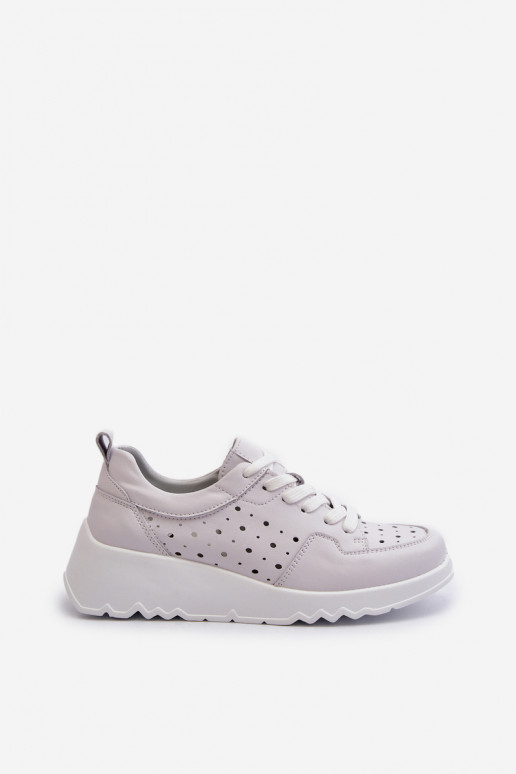 con elementos calados Sneakers modelo zapatos piel natural color gris S.Barski LR482