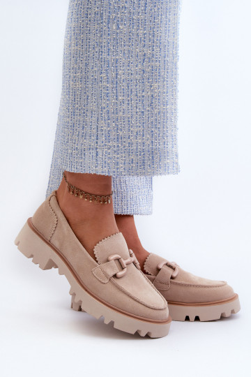 Mocasines de ante con adornos D&A TW117 beige
