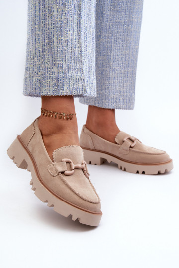 Mocasines de ante con adornos D&A TW117 beige 2