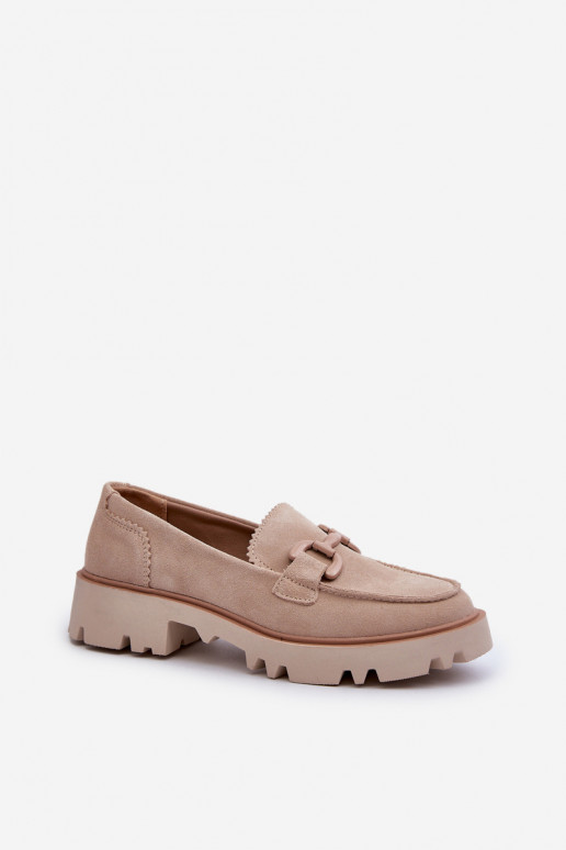 Mocasines de ante con adornos D&A TW117 beige