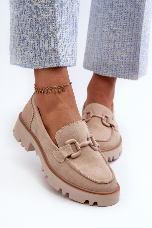 Mocasines de ante con adornos D&A TW117 beige