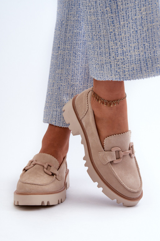 Mocasines de ante con adornos D&A TW117 beige