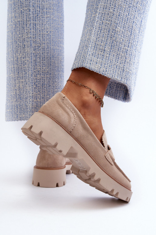 Mocasines de ante con adornos D&A TW117 beige