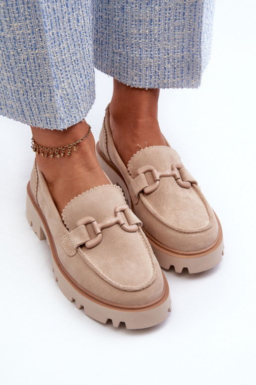 Mocasines de ante con adornos D&A TW117 beige