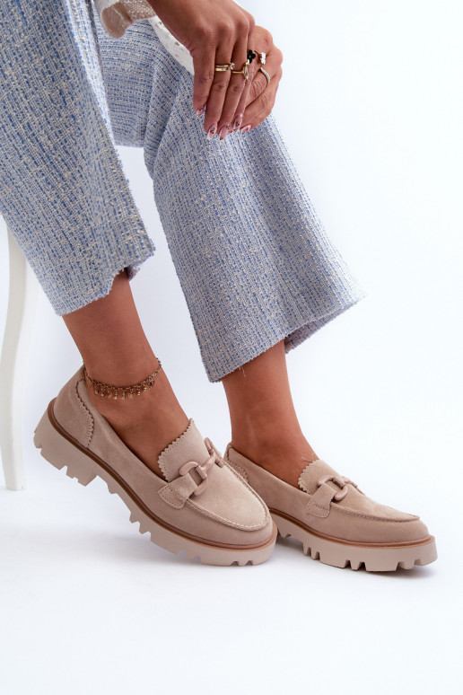 Mocasines de ante con adornos D&A TW117 beige