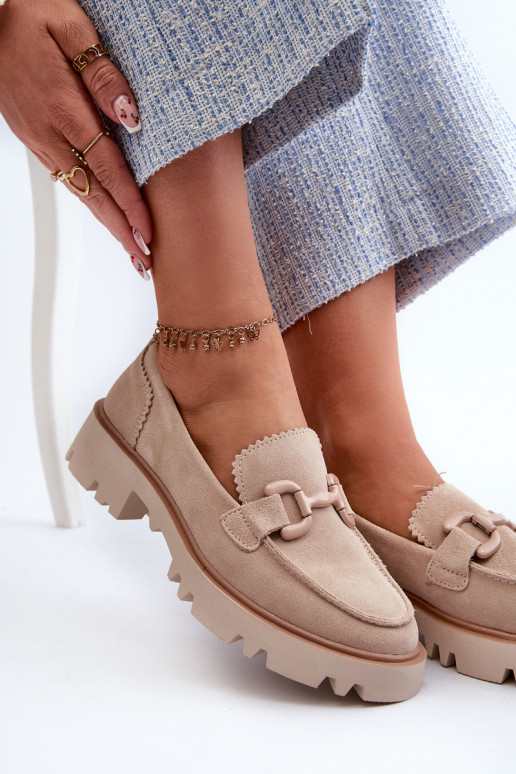 Mocasines de ante con adornos D&A TW117 beige