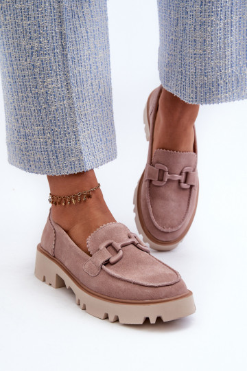 Mocasines de ante con adornos D&A TW117 rosa