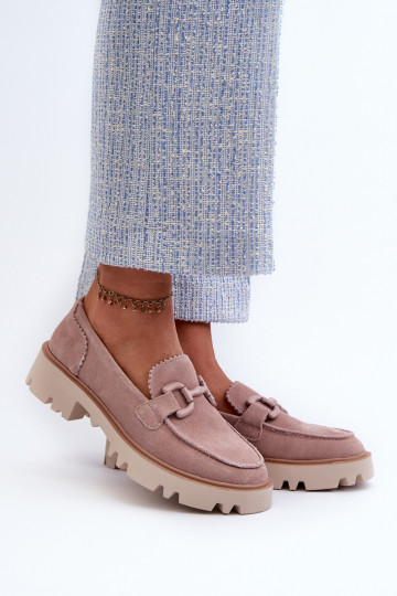 Mocasines de ante con adornos D&A TW117 rosa 2