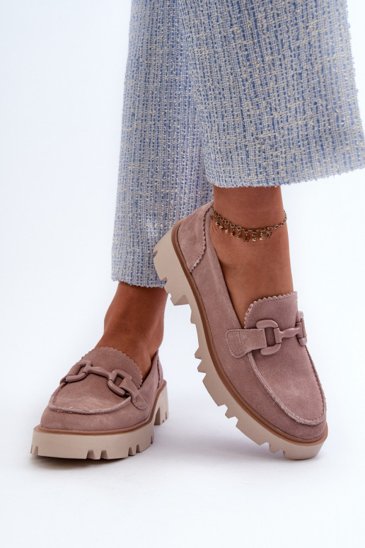 Mocasines de ante con adornos D&A TW117 rosa