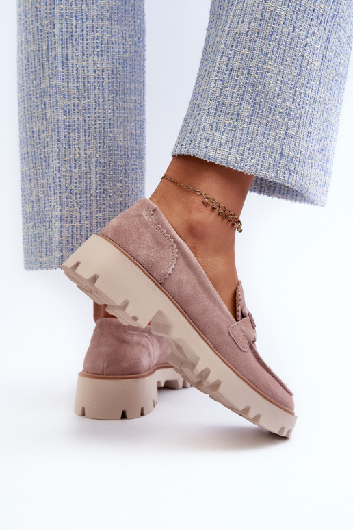 Mocasines de ante con adornos D&A TW117 rosa