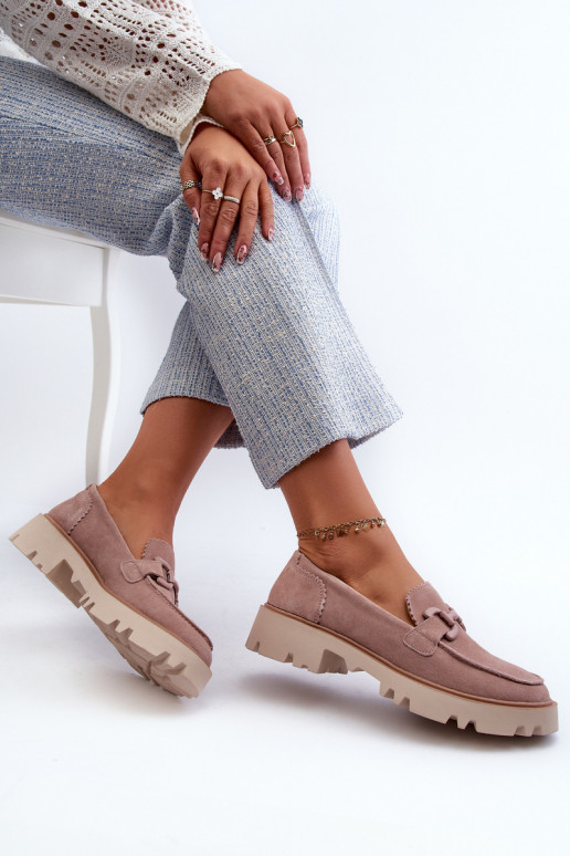 Mocasines de ante con adornos D&A TW117 rosa