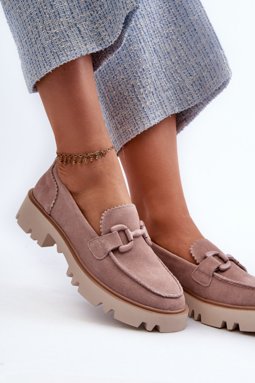Mocasines de ante con adornos D&A TW117 rosa