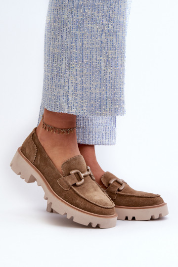 Mocasines de ante con adornos D&A TW117 marrón 2