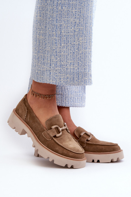 Mocasines de ante con adornos D&A TW117 marrón
