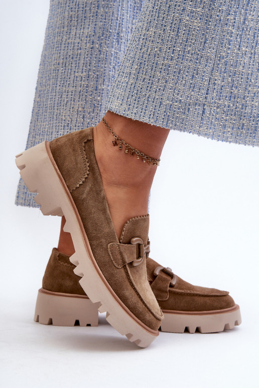 Mocasines de ante con adornos D&A TW117 marrón